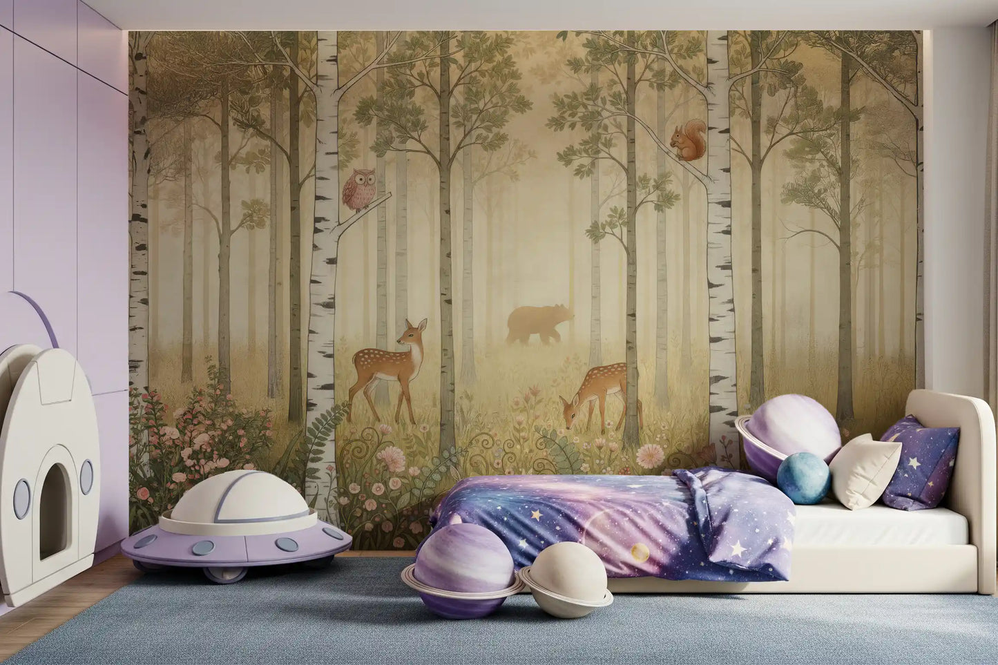Forest Animals and Wildflowers  –  Warm Sun Wall Mural