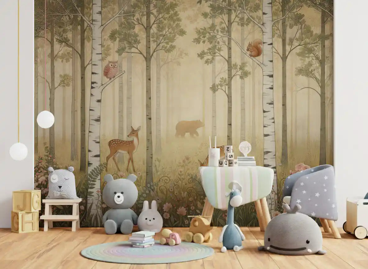 Forest Animals and Wildflowers  –  Warm Sun Wall Mural