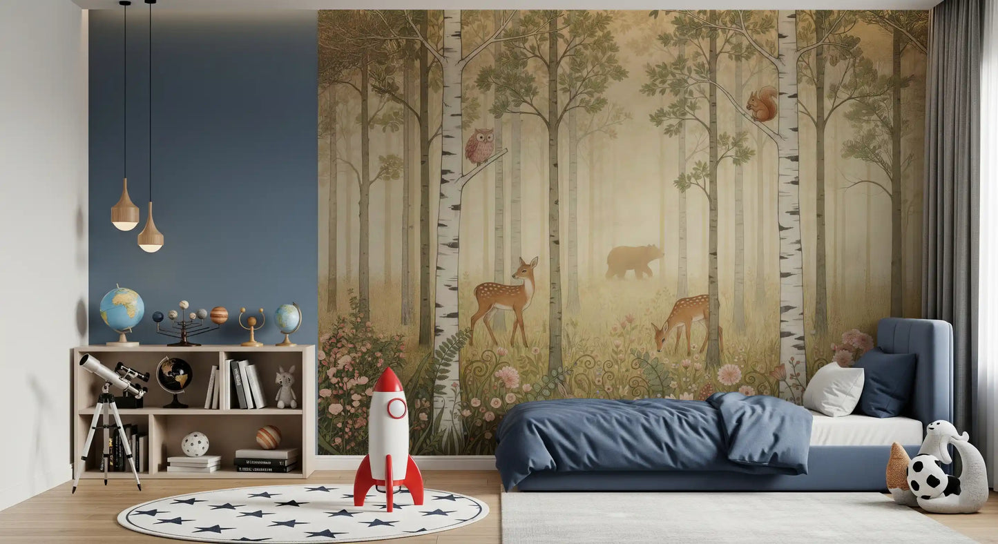 Forest Animals and Wildflowers  –  Warm Sun Wall Mural