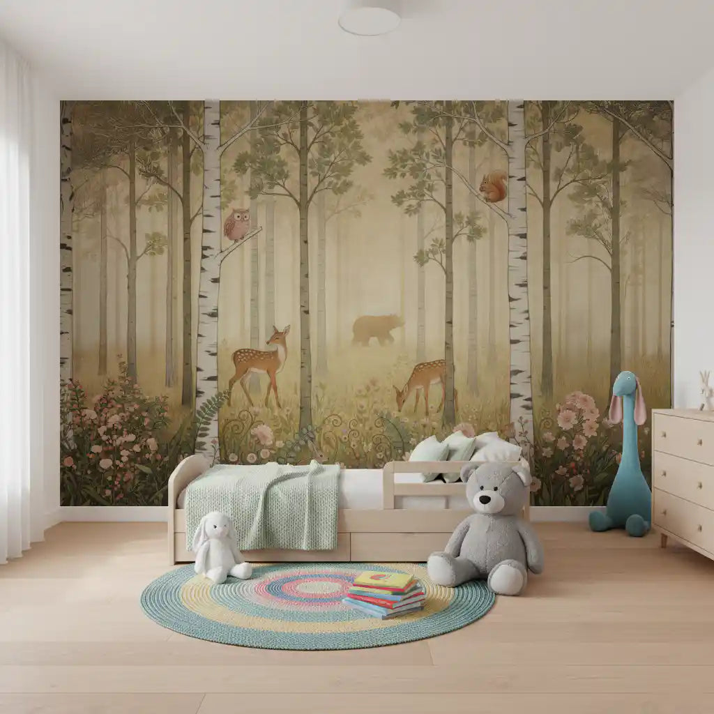 Forest Animals and Wildflowers  –  Warm Sun Wall Mural