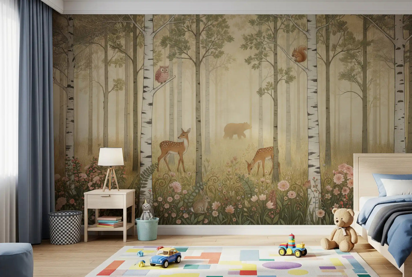 Forest Animals and Wildflowers  –  Warm Sun Wall Mural