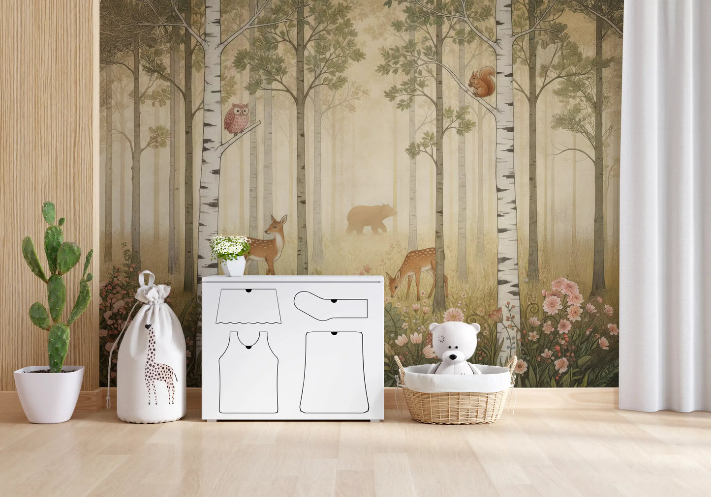 Forest Animals and Wildflowers  –  Warm Sun Wall Mural
