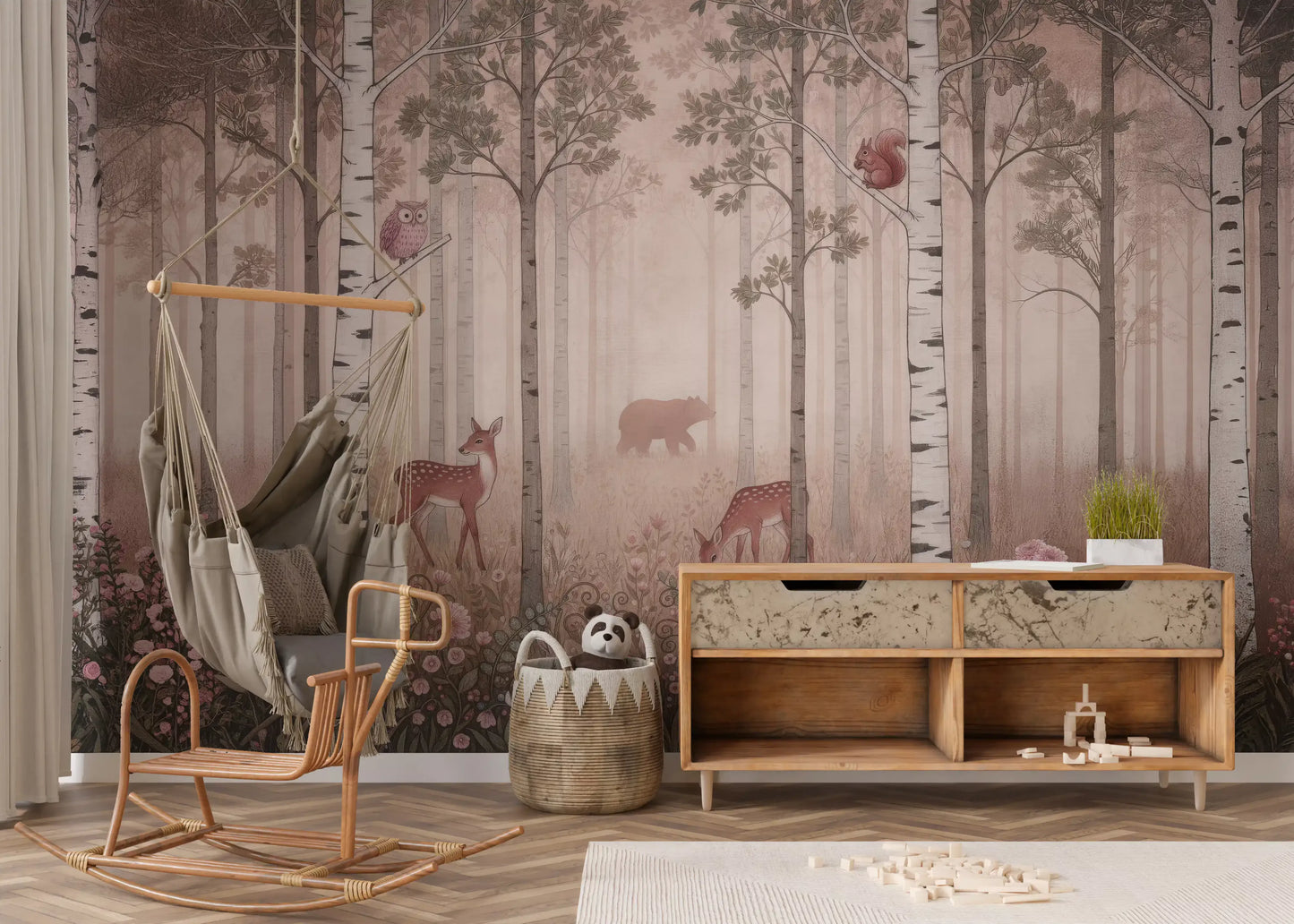 Forest Animals and Wildflowers –  Dawn Wall Mural