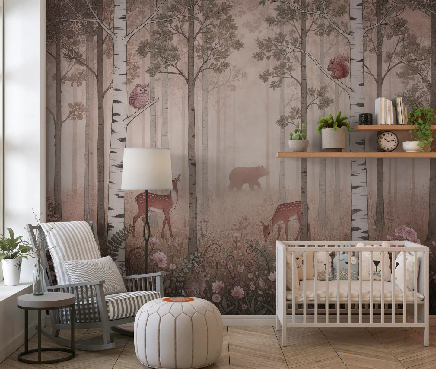 Forest Animals and Wildflowers –  Dawn Wall Mural