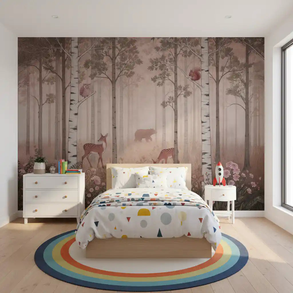 Forest Animals and Wildflowers –  Dawn Wall Mural