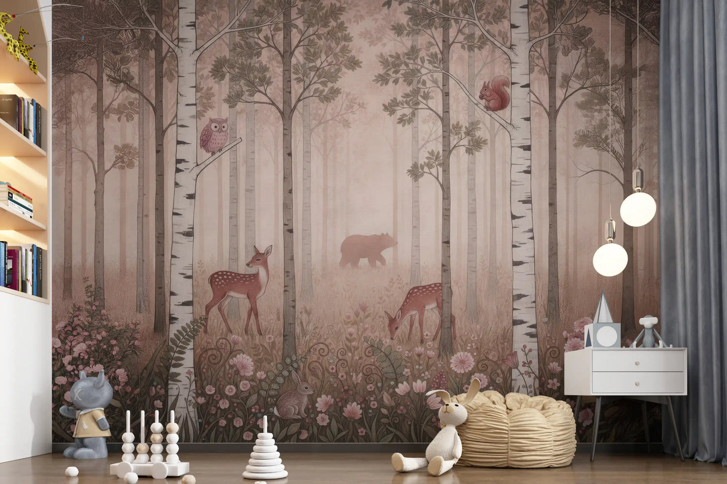 Forest Animals and Wildflowers –  Dawn Wall Mural
