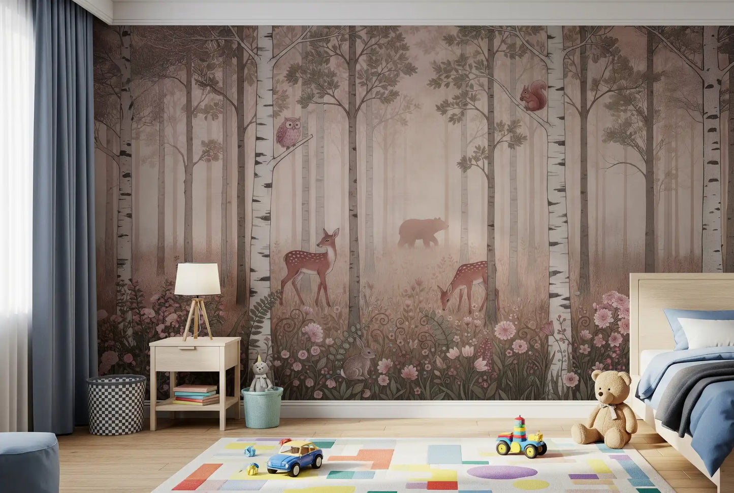 Forest Animals and Wildflowers –  Dawn Wall Mural
