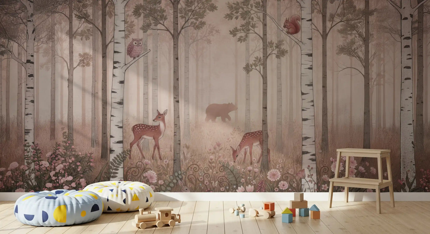 Forest Animals and Wildflowers –  Dawn Wall Mural