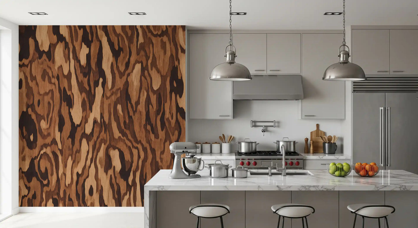 Ettore Walnut Wall Mural