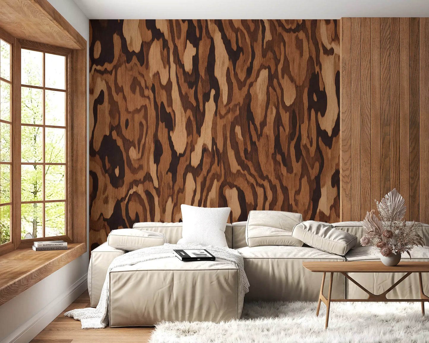 Ettore Walnut Wall Mural