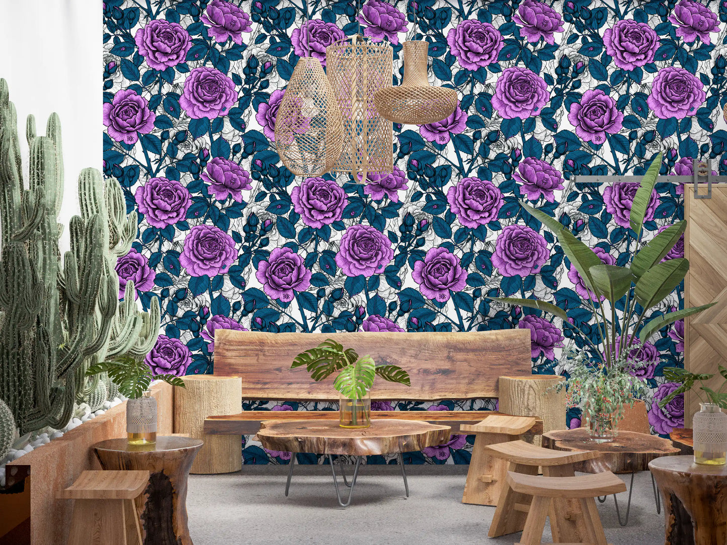 Violet rose garden Wallpaper⁠