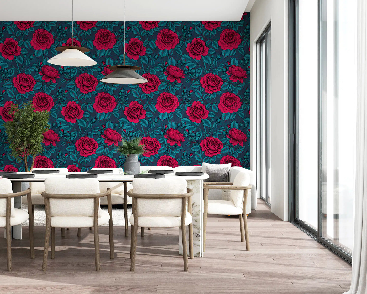 Nocturnal Rose Garden Wallpaper⁠