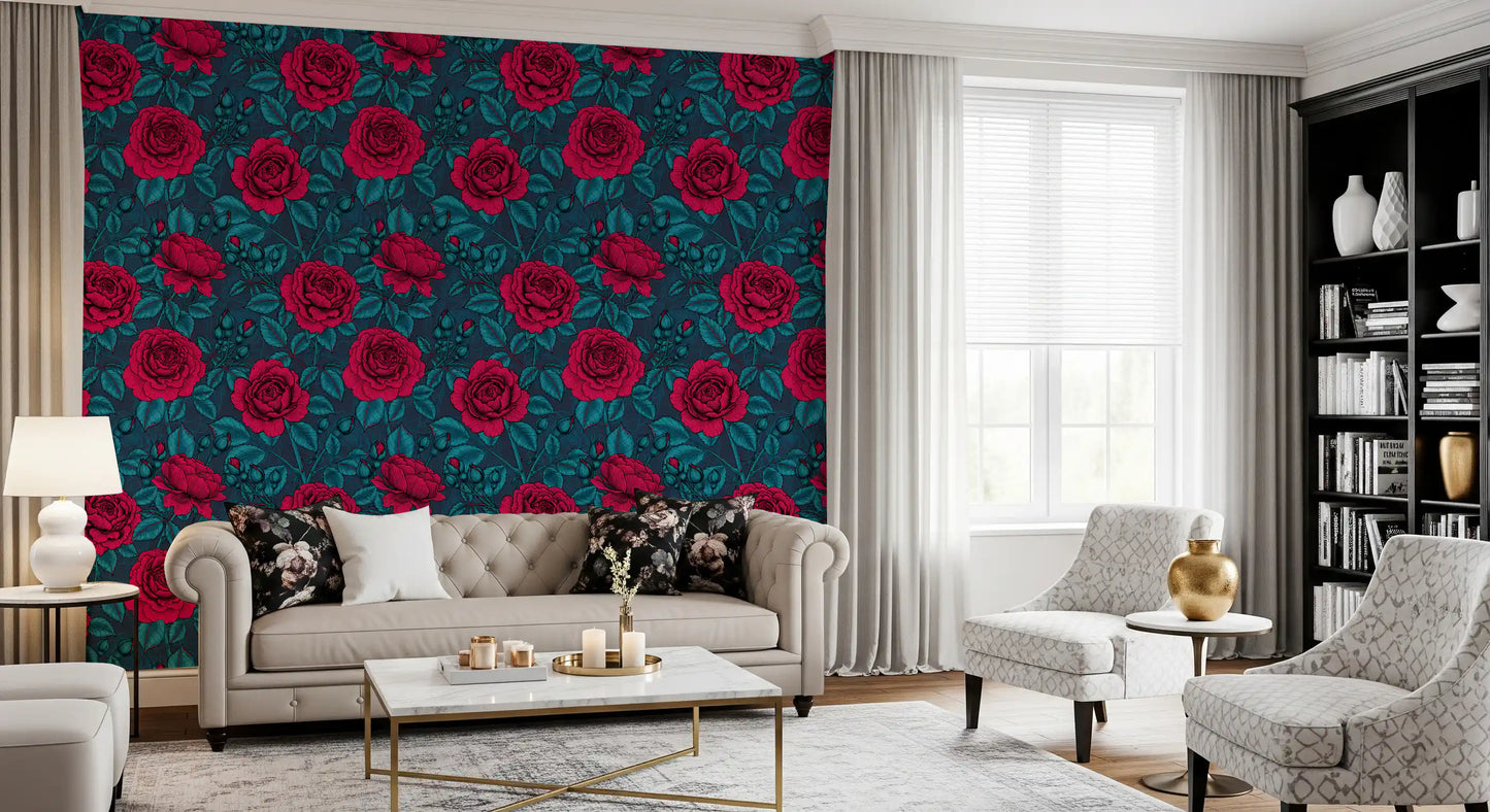 Nocturnal Rose Garden Wallpaper⁠