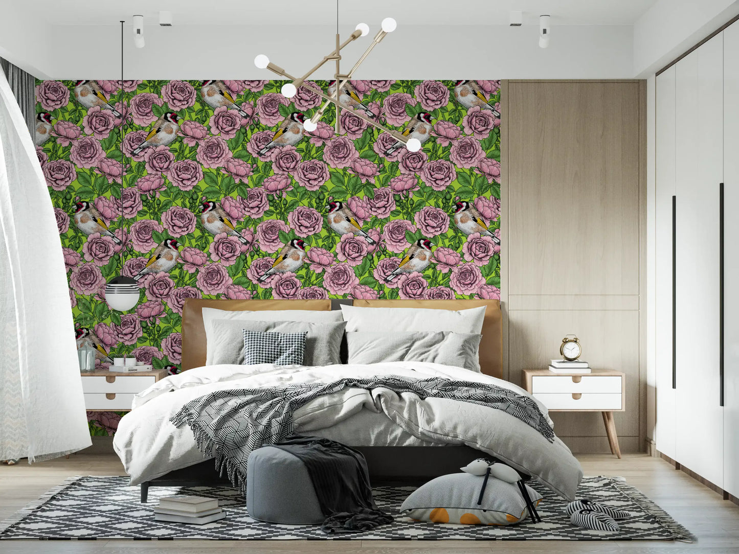 Goldfinch & Rose Garden Delight Wallpaper⁠