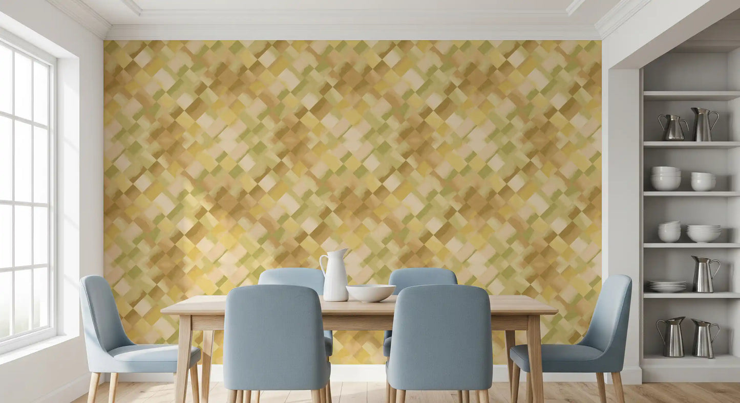 Relax Greenery Painted Checker Wallpaper⁠