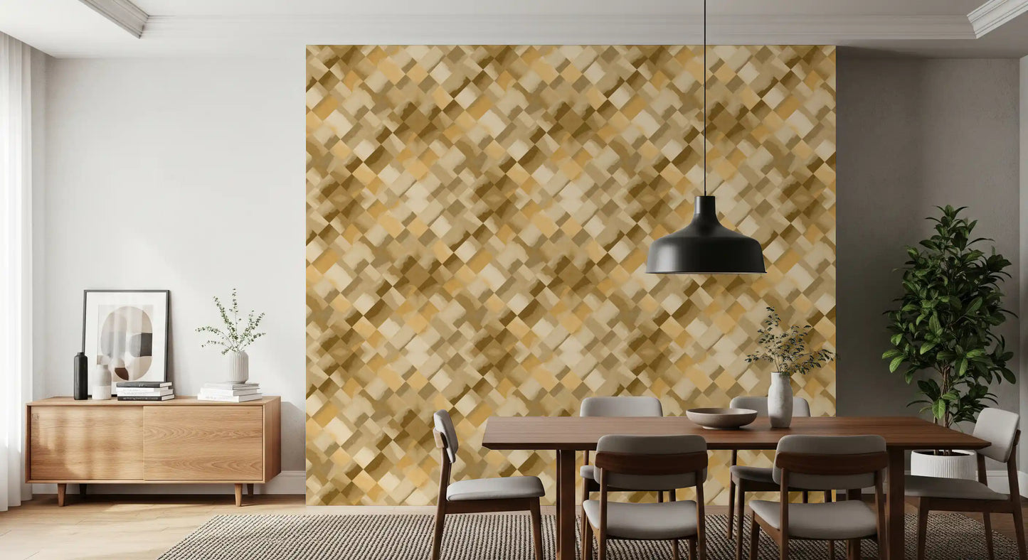 Relax Ocher Painted Checker Wallpaper⁠