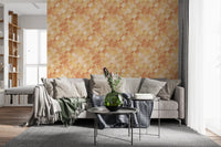 Tilted blocks shift between honey, butter and pale ivory on Checker wallpaper.