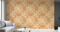 Warm watercolour grid wraps the Living room in Painted Checker wallpaper.