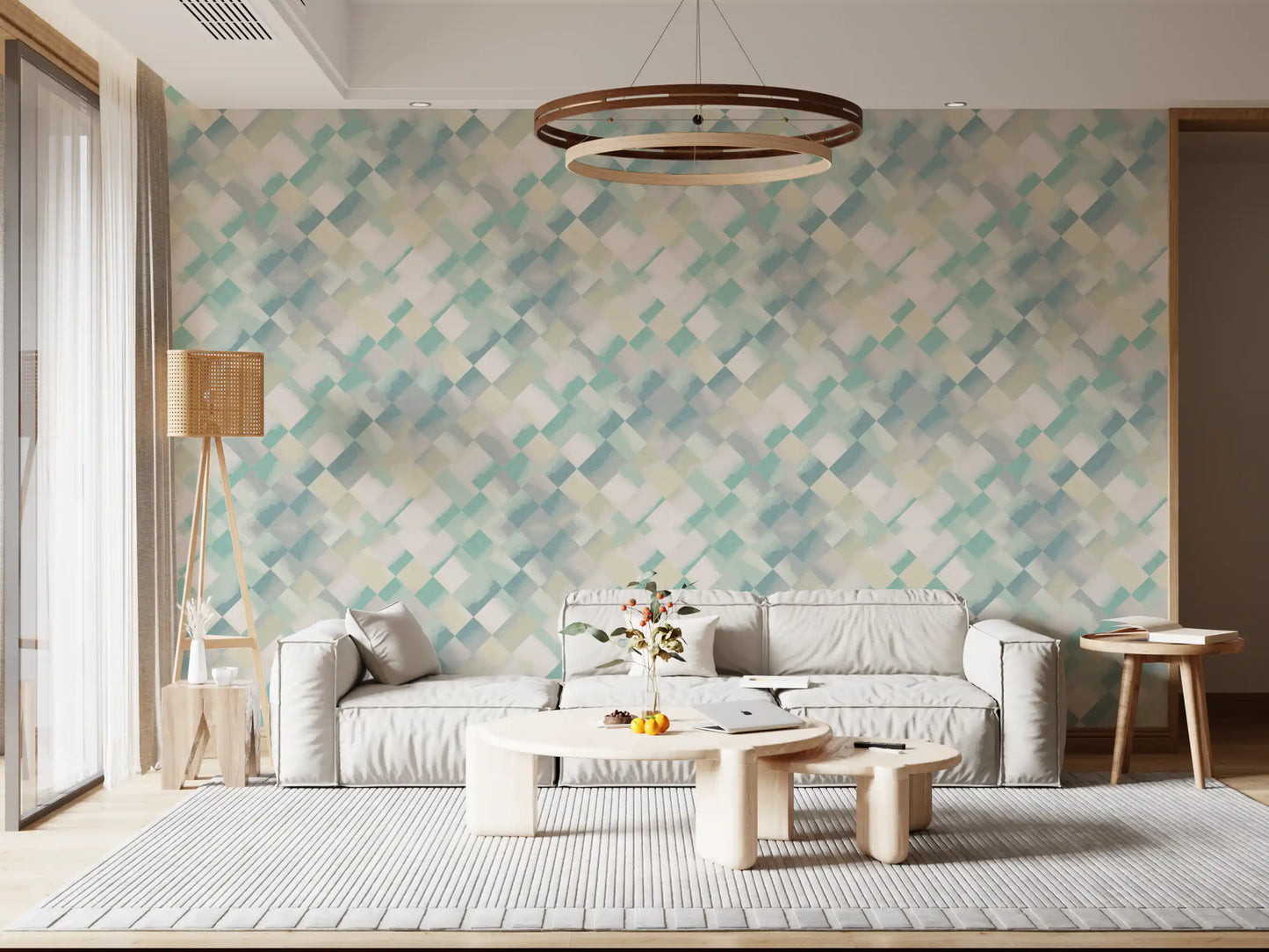 Relax Watery Painted Checker Wallpaper⁠