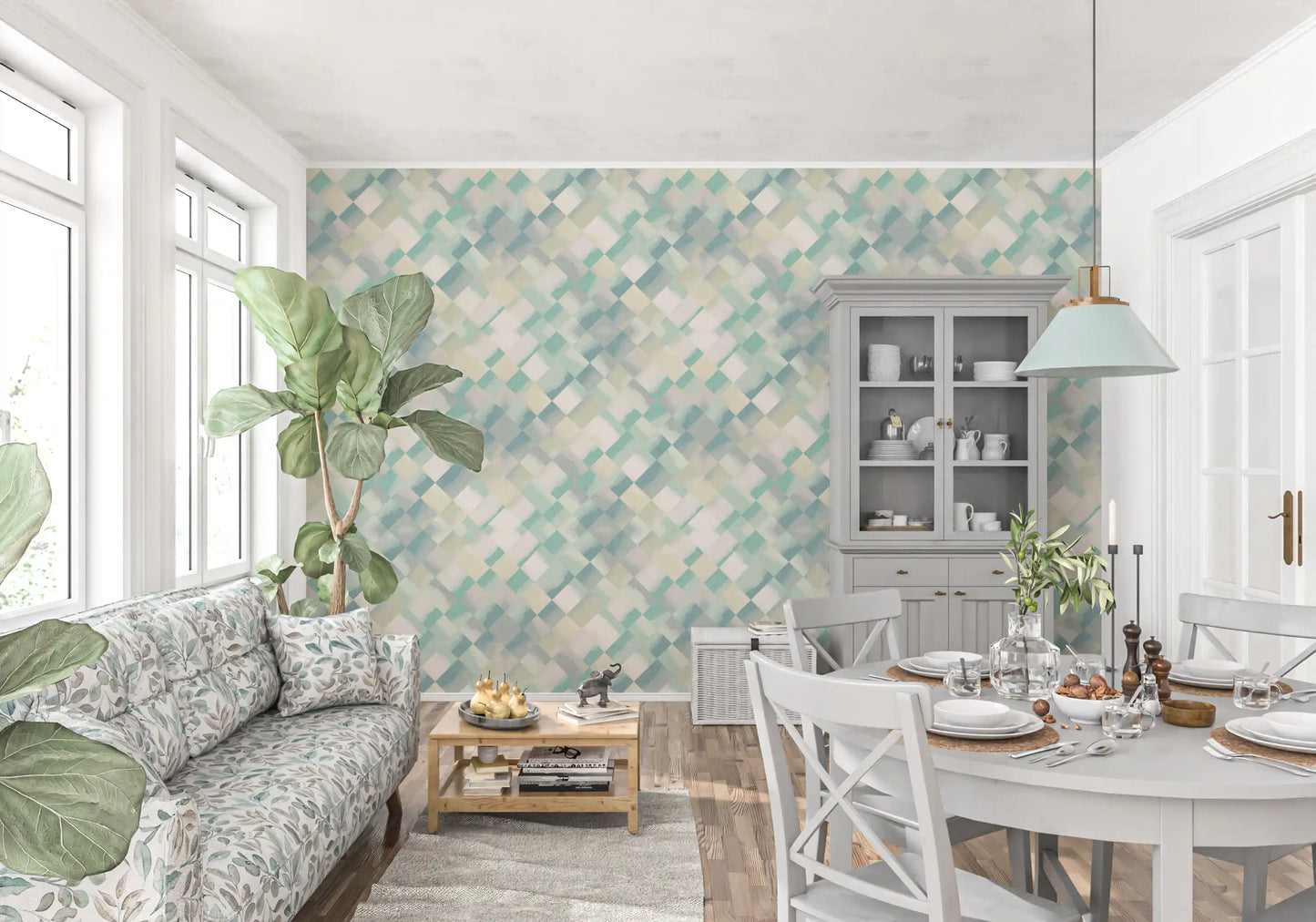 Relax Watery Painted Checker Wallpaper⁠