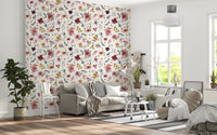 A hallway in cream tones takes the Soft Floral Countryside wallpaper into a meadow mood.