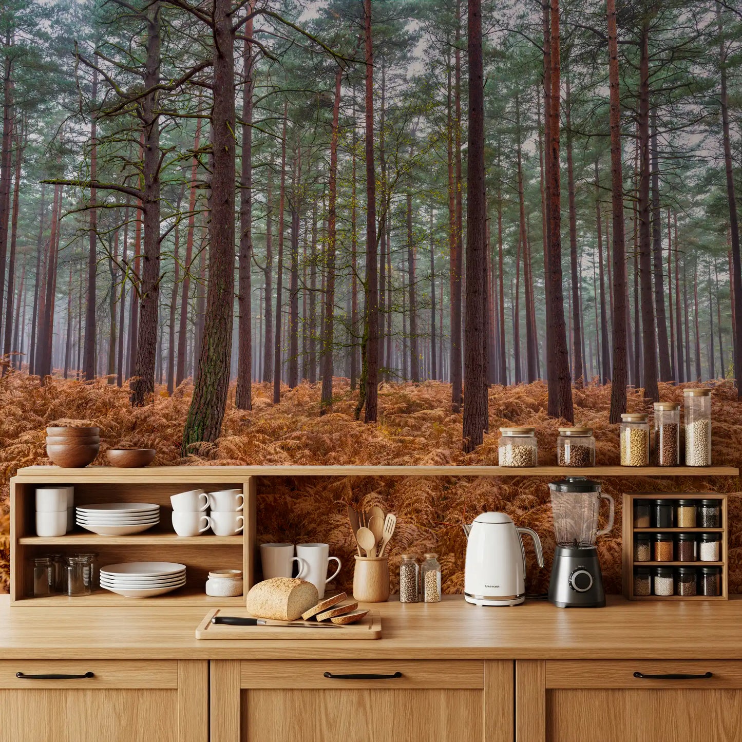 Pine Woods & Ember Ferns Wall Mural