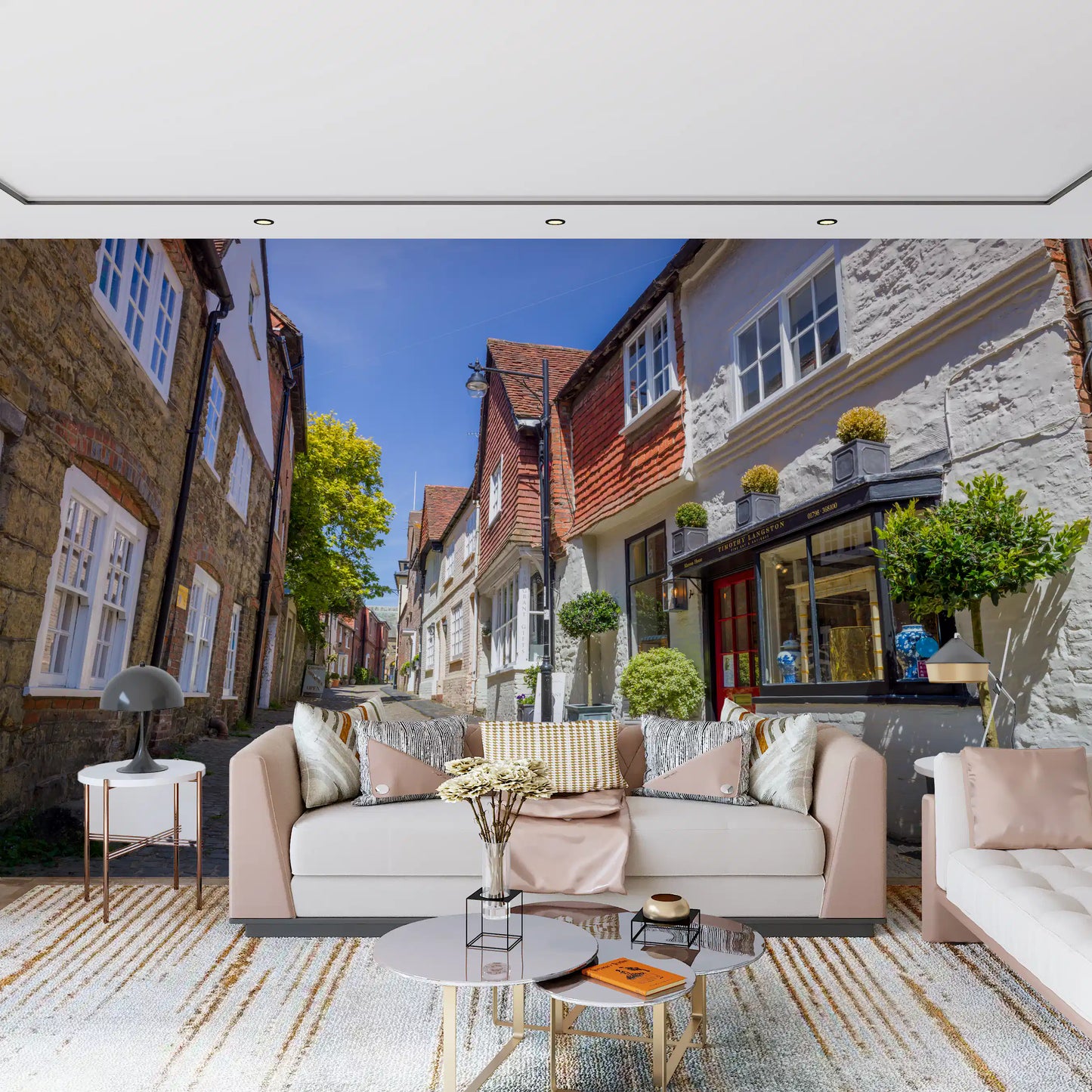 Charming Cobbled Lane Wall Mural