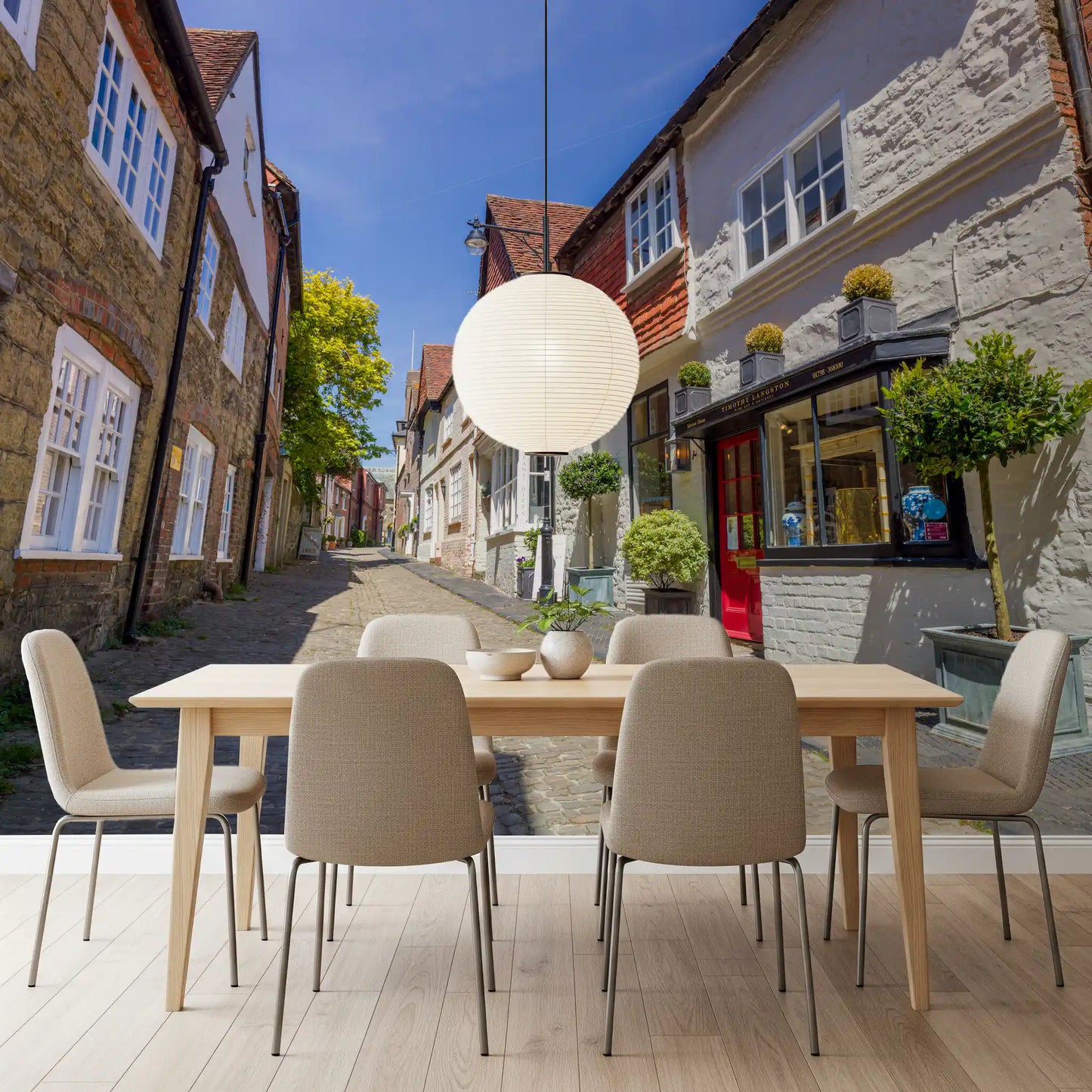 Charming Cobbled Lane Wall Mural
