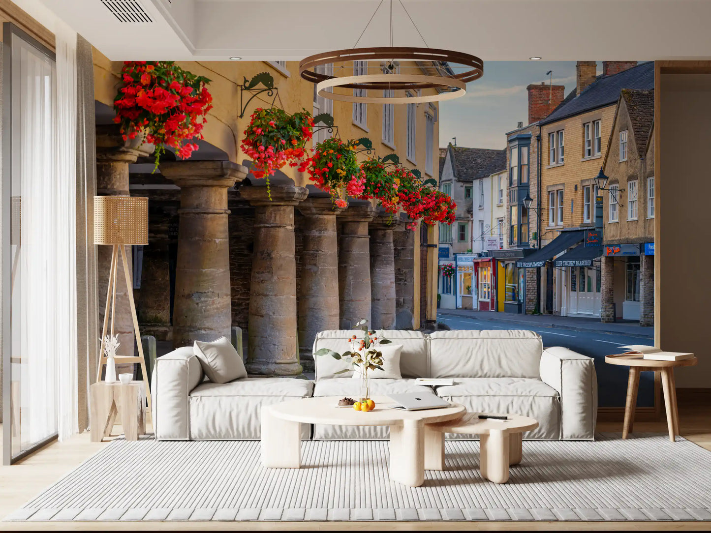 Village Blooms & Stone Archway Wall Mural