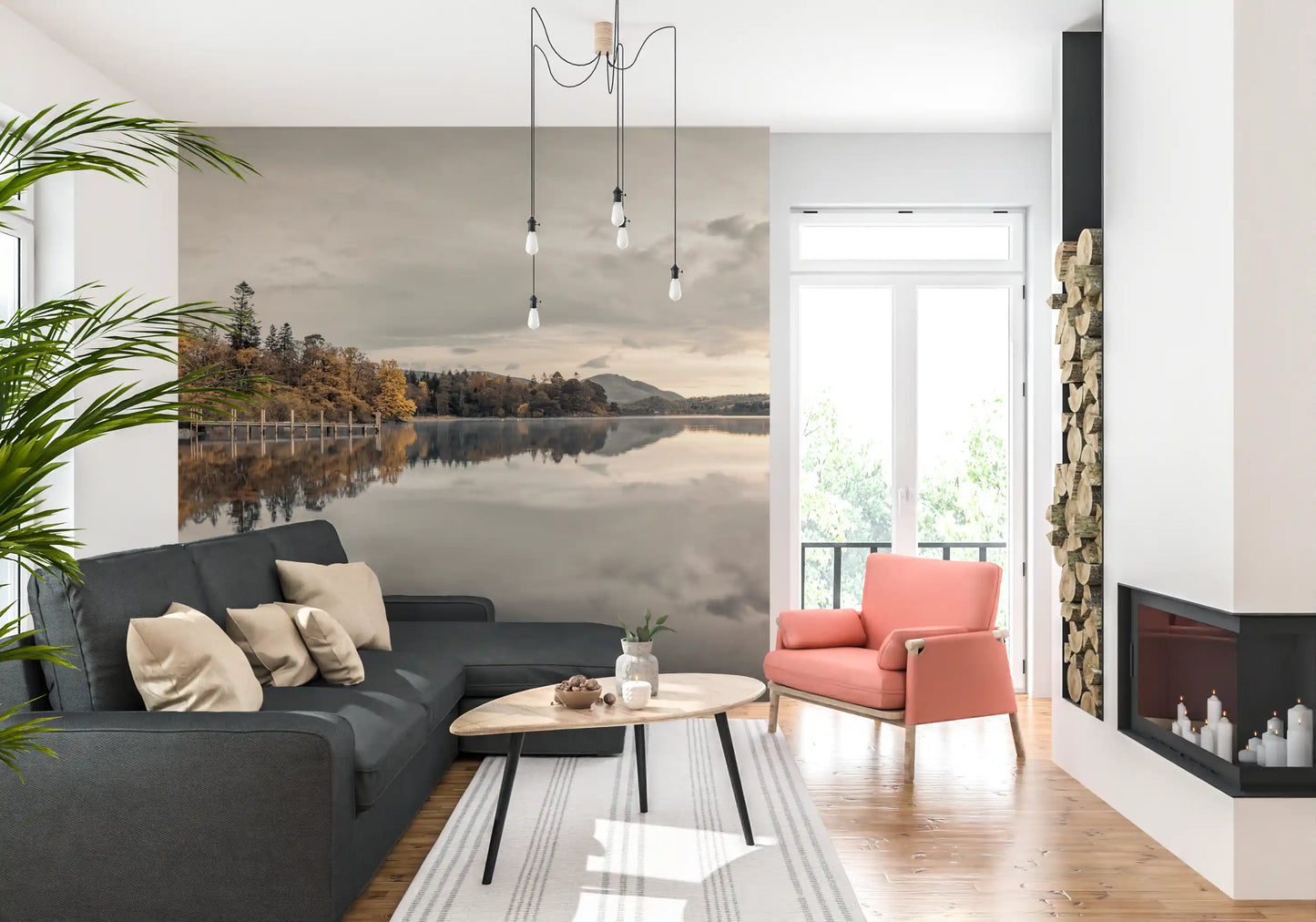 Golden Lakeside Tranquility Wall Mural