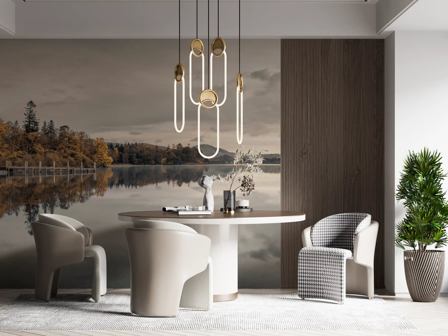 Golden Lakeside Tranquility Wall Mural