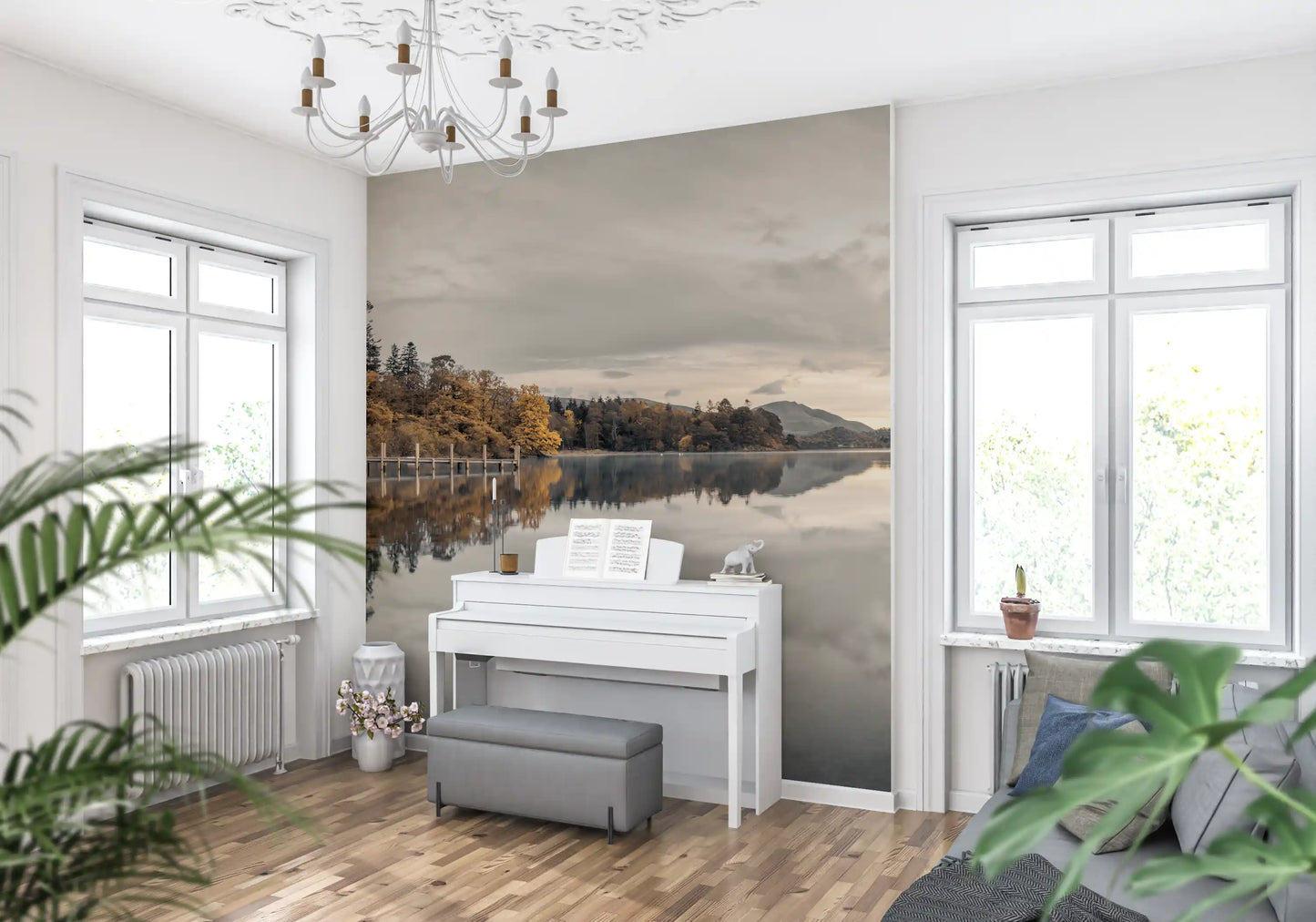 Golden Lakeside Tranquility Wall Mural