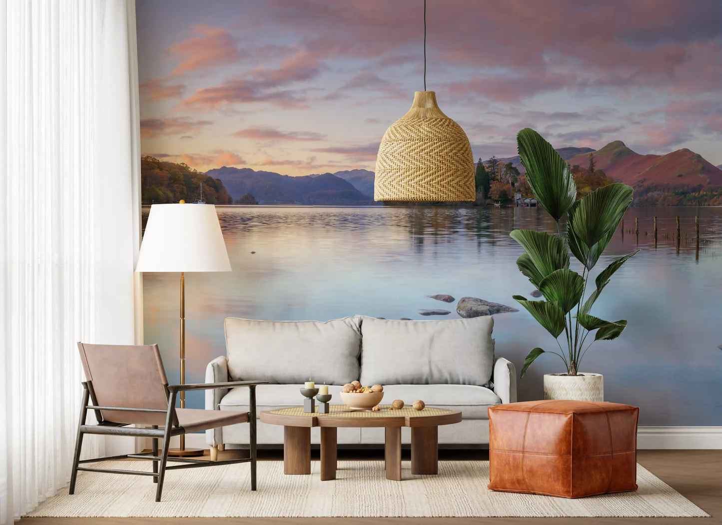 Autumn Lakeside Glow Wall Mural