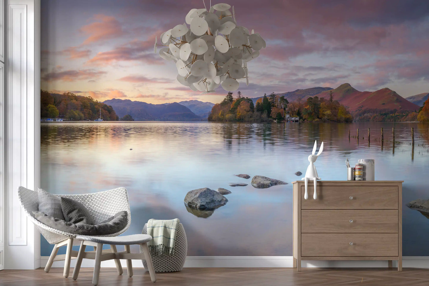 Autumn Lakeside Glow Wall Mural