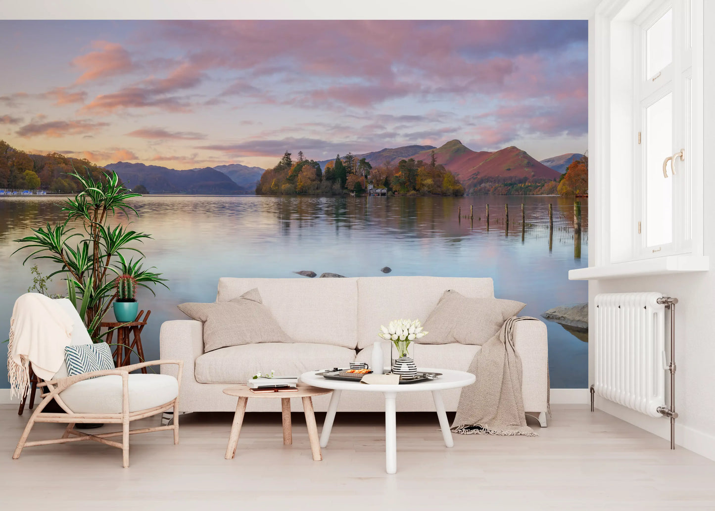 Autumn Lakeside Glow Wall Mural