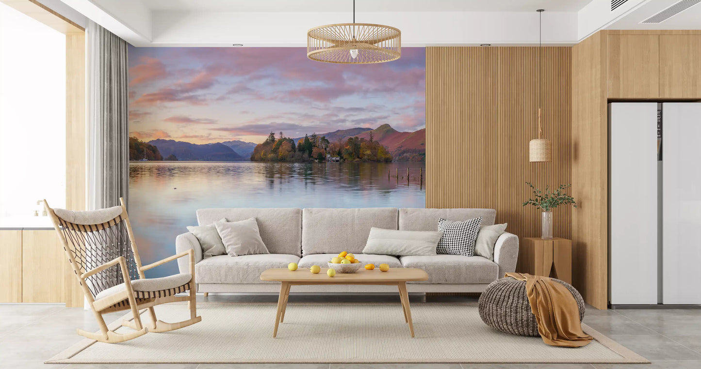 Autumn Lakeside Glow Wall Mural