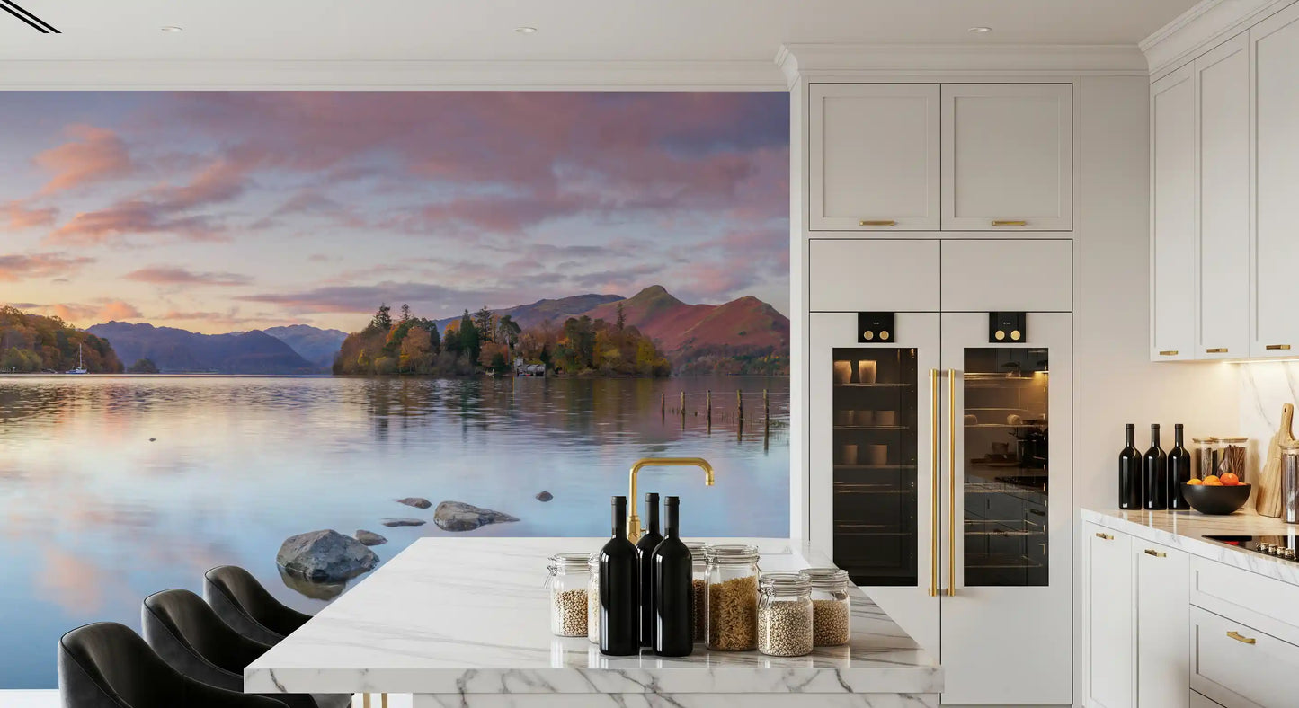Autumn Lakeside Glow Wall Mural