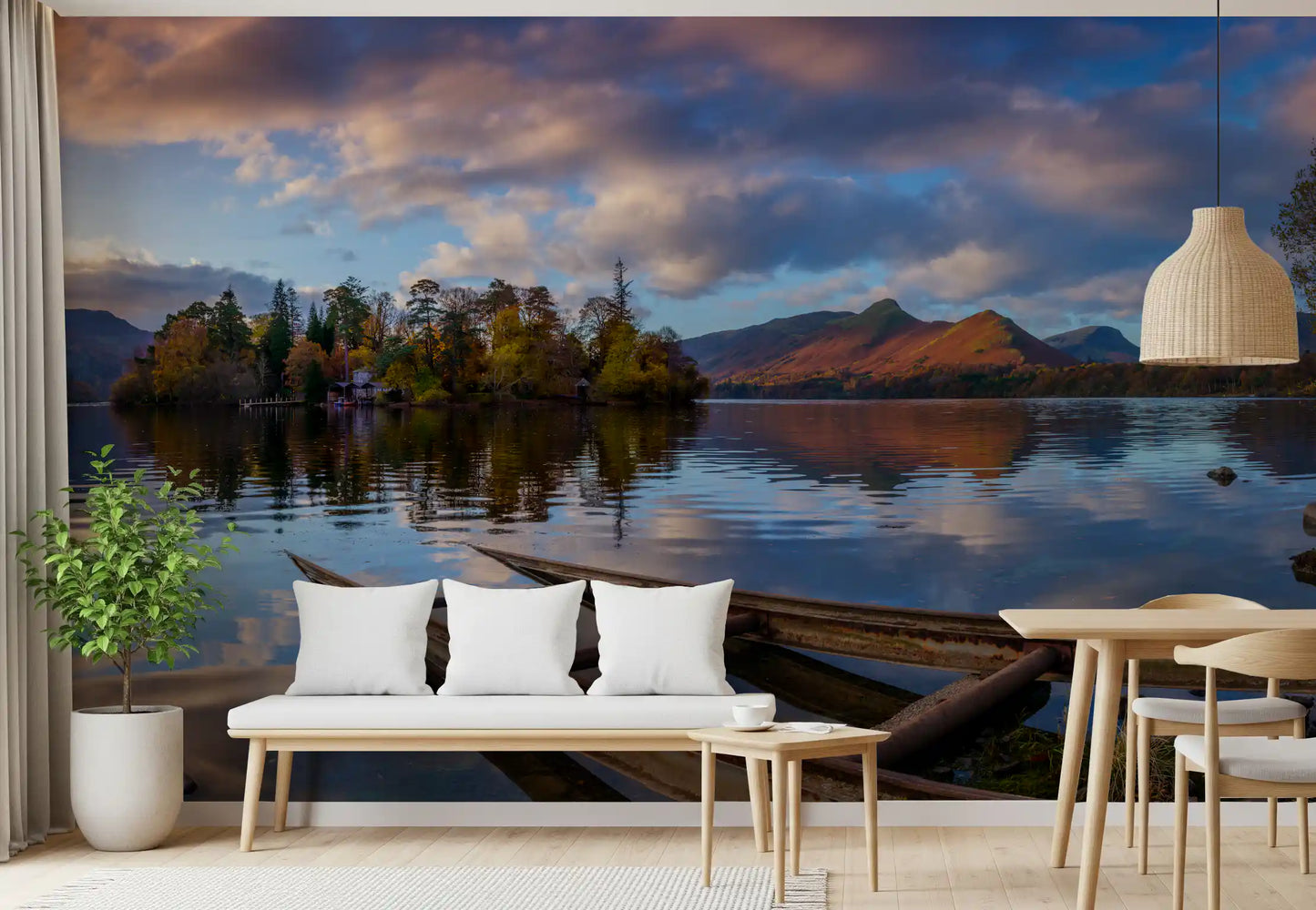 Lakeside Reflections: Autumn Glow Wall Mural