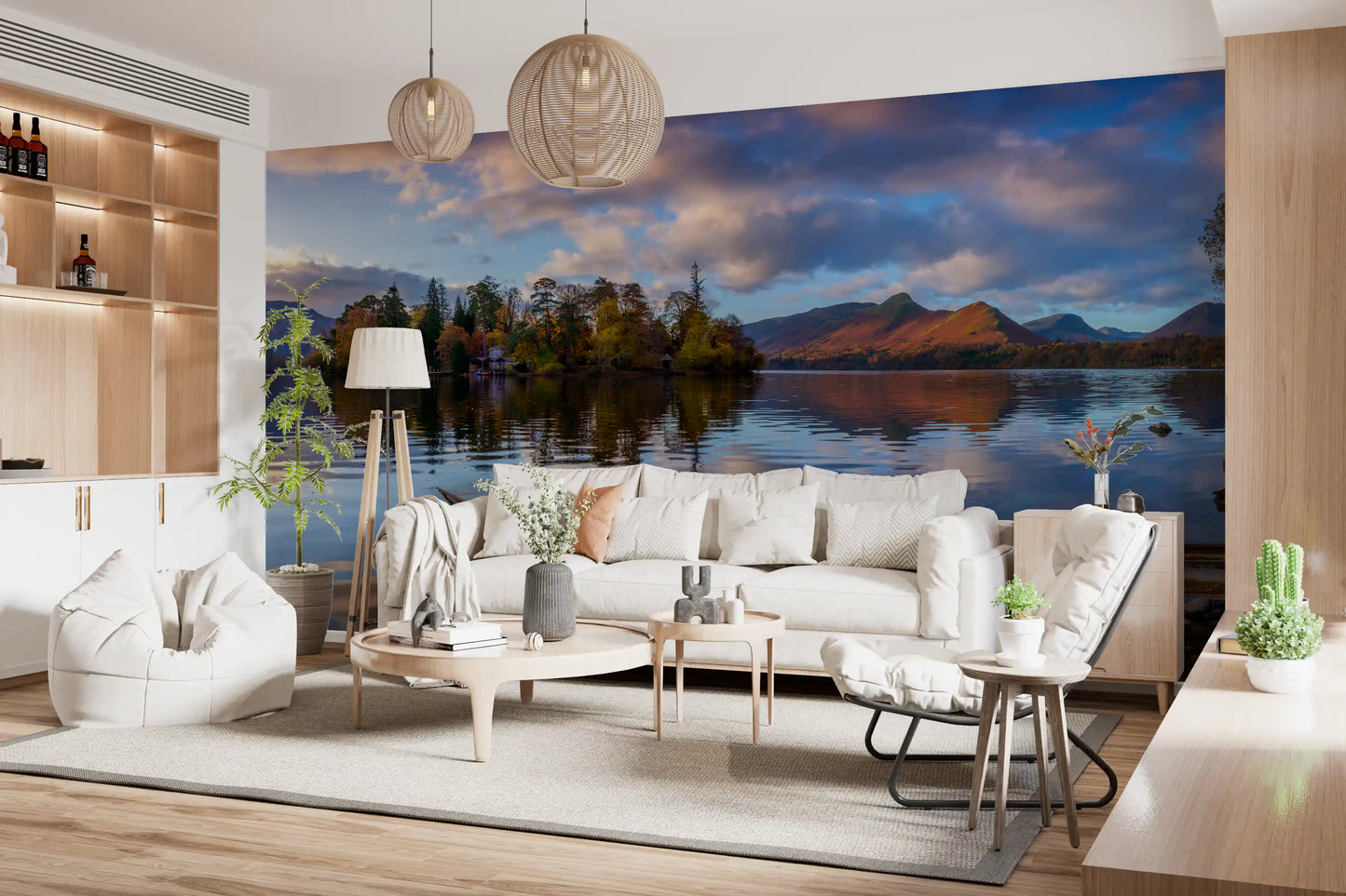 Lakeside Reflections: Autumn Glow Wall Mural