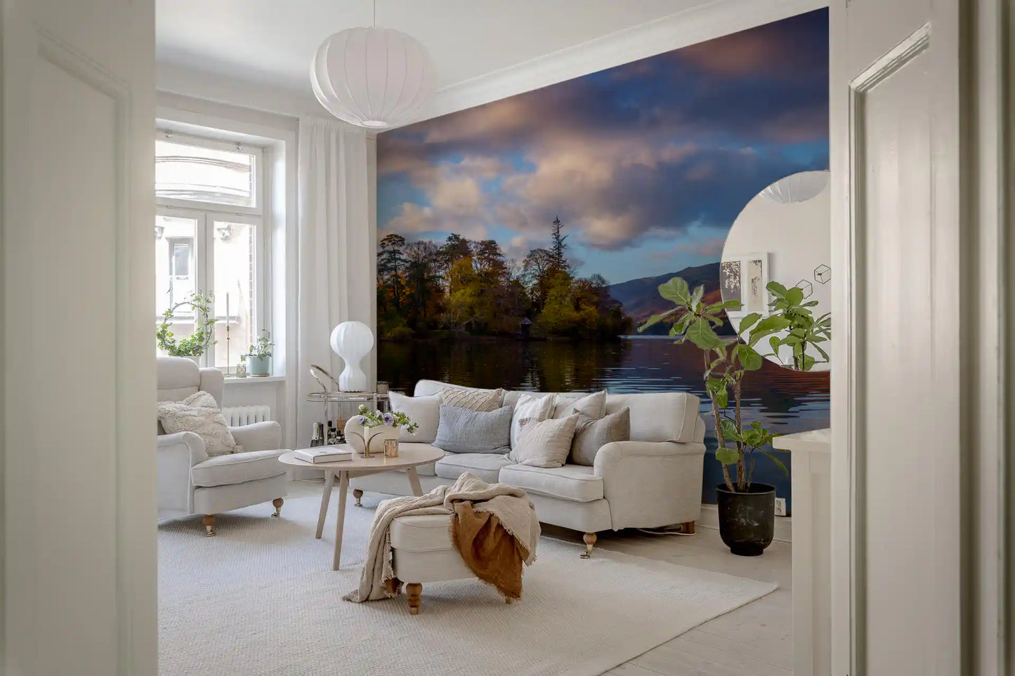 Lakeside Reflections: Autumn Glow Wall Mural