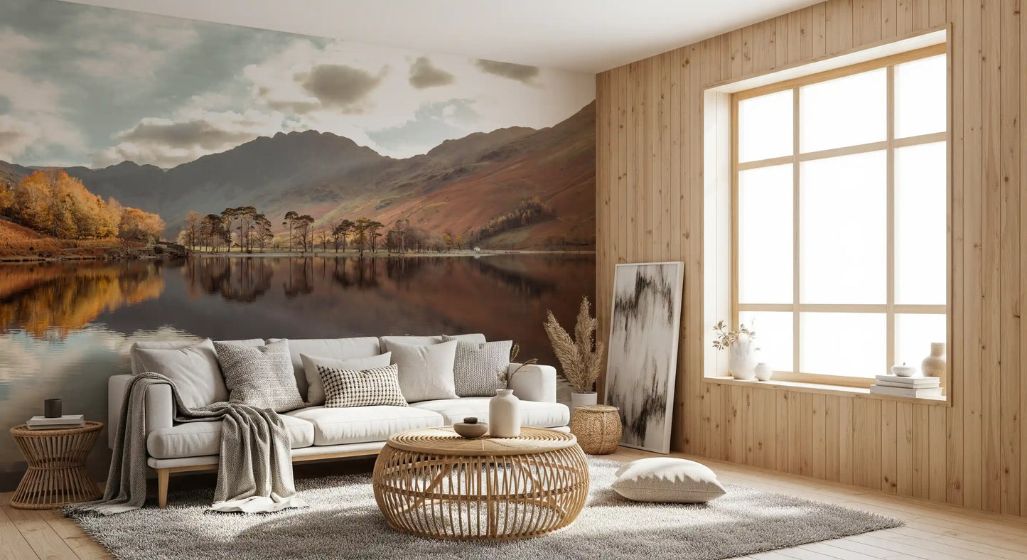 Autumn's Golden Reflection Wall Mural