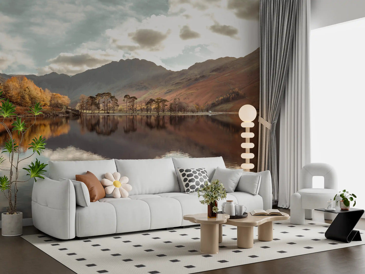 Autumn's Golden Reflection Wall Mural