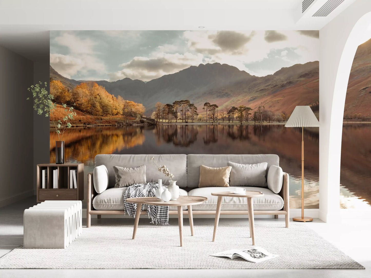 Autumn's Golden Reflection Wall Mural