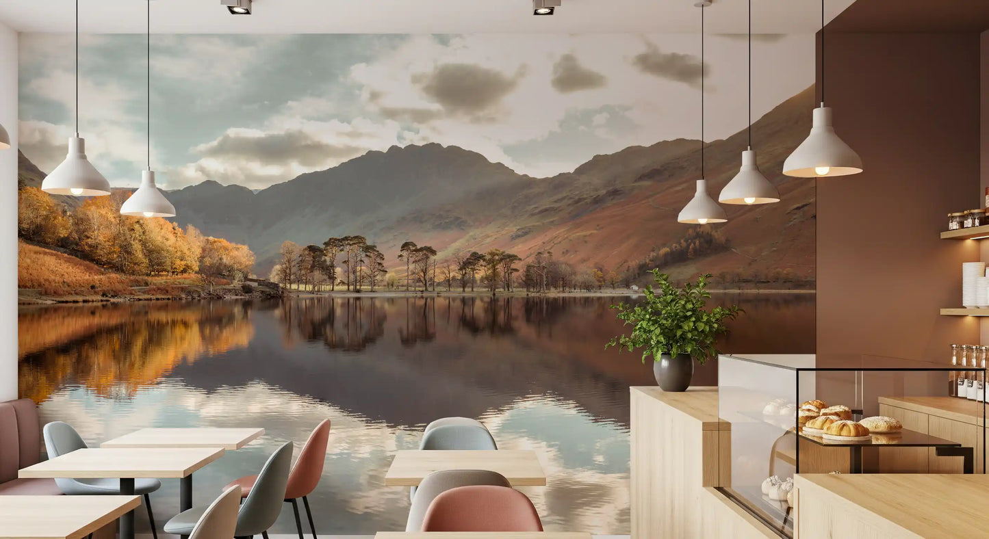 Autumn's Golden Reflection Wall Mural