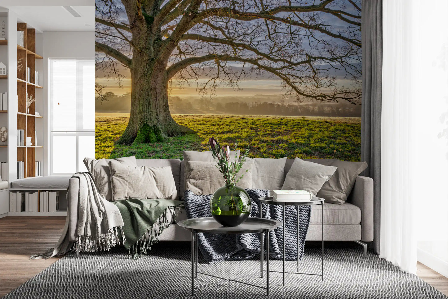 Golden Dawn Oak Tree Wall Mural