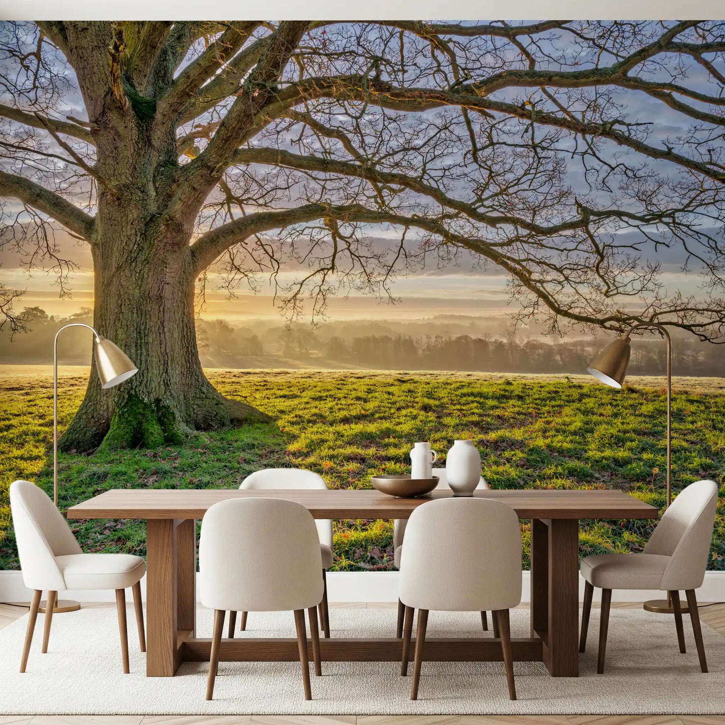 Golden Dawn Oak Tree Wall Mural