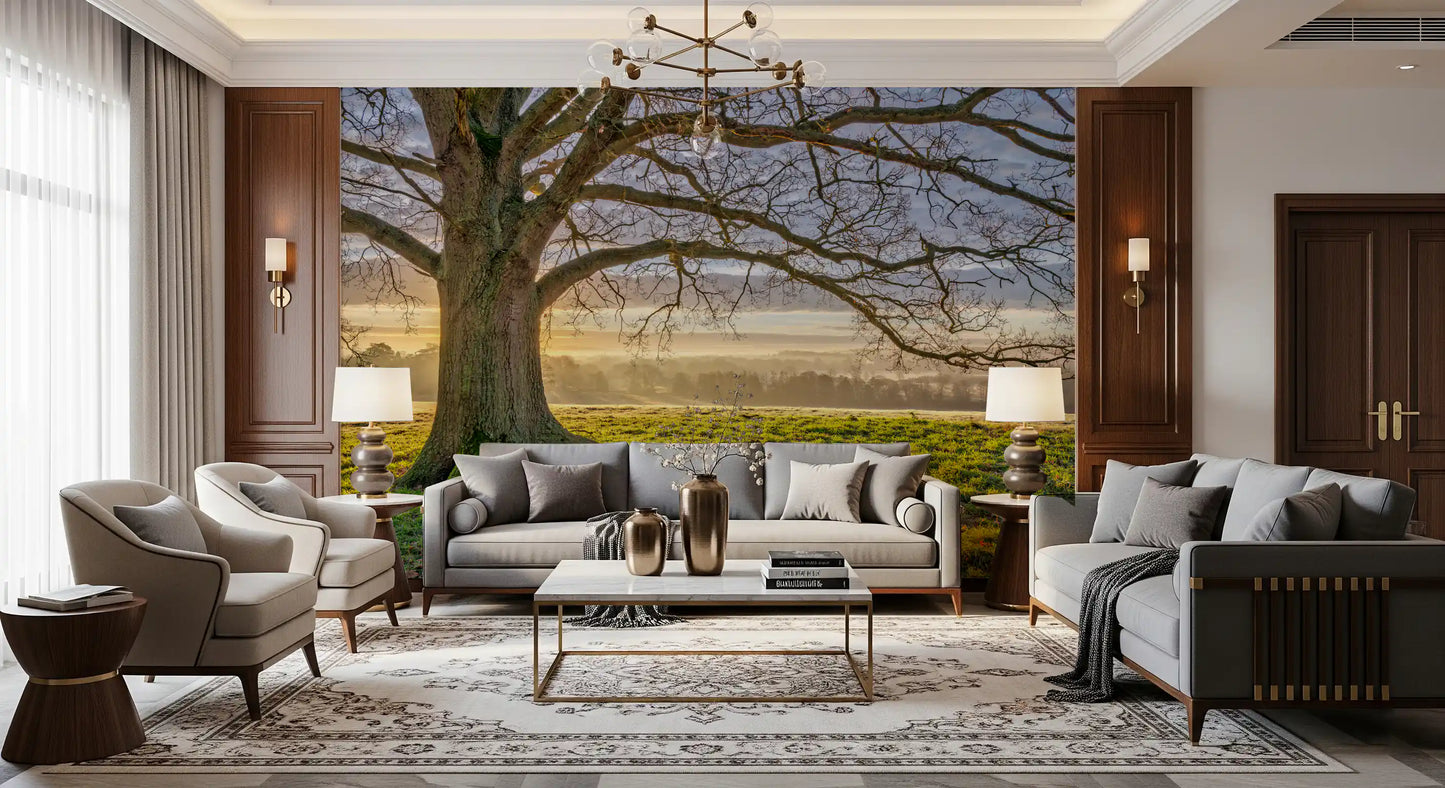 Golden Dawn Oak Tree Wall Mural