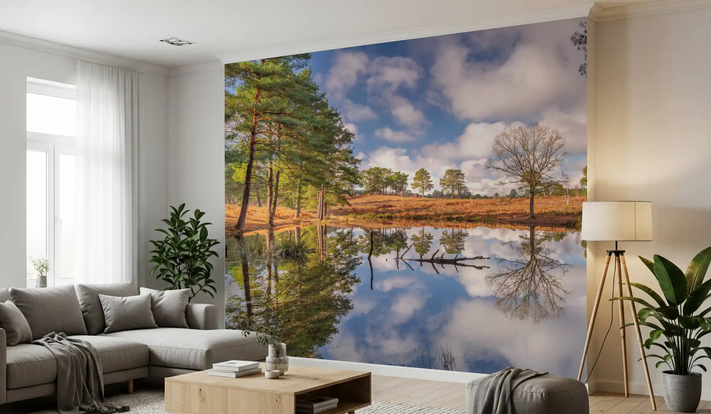 Serene Woodland Reflection Wall Mural