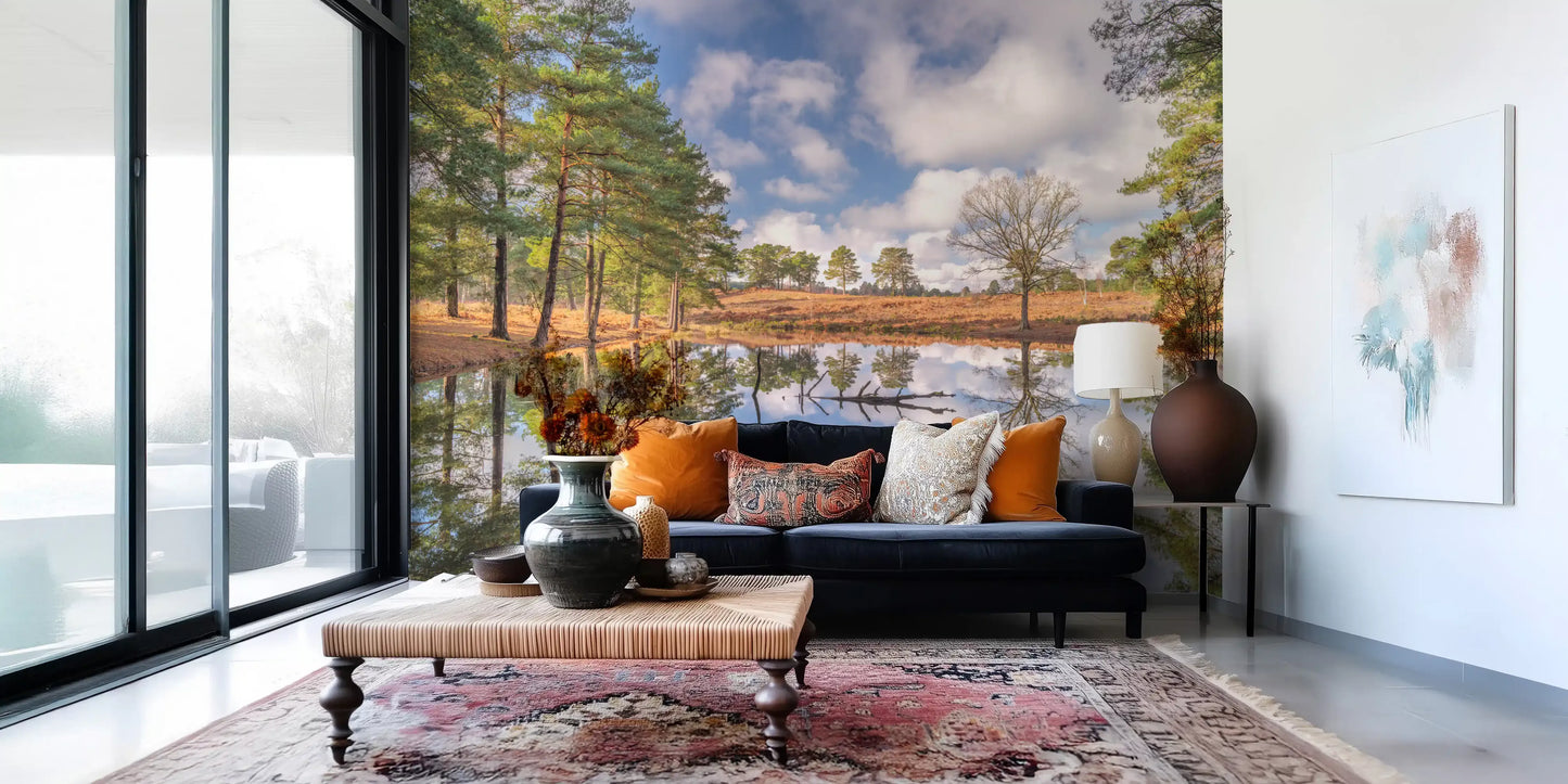 Serene Woodland Reflection Wall Mural