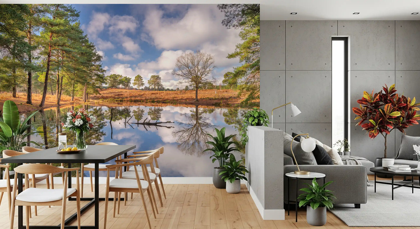 Serene Woodland Reflection Wall Mural